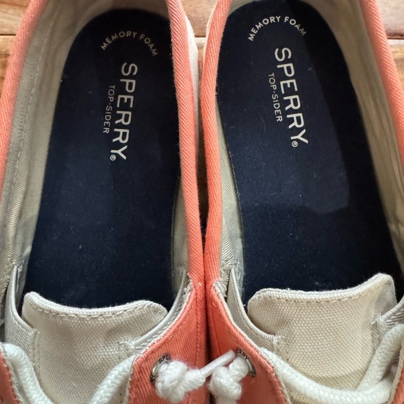 Sperry 2-eye lacing boat shoes Coral and Cream size 7.5 - Picture 8 of 8